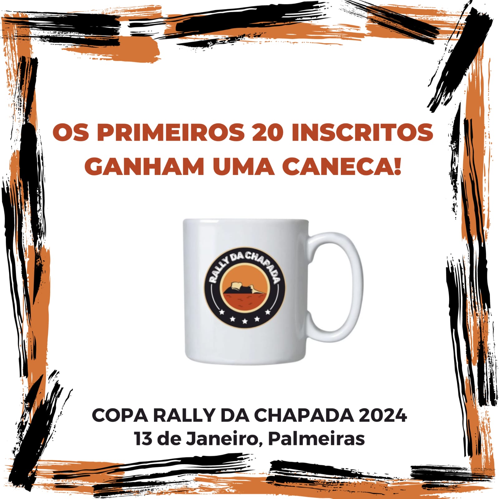 Caneca Rally da Chapada será brinde para os 20 primeiros inscritos